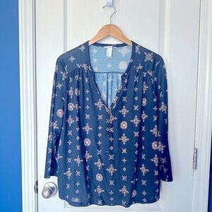 Deep Teal H&M Floral Top, XL